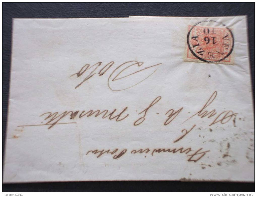 LOMBARDO VENETO-lettera-1850 STEMMA 15c. ANNULLO: VENEZIA Cerchio. - Lombardo-Vénétie