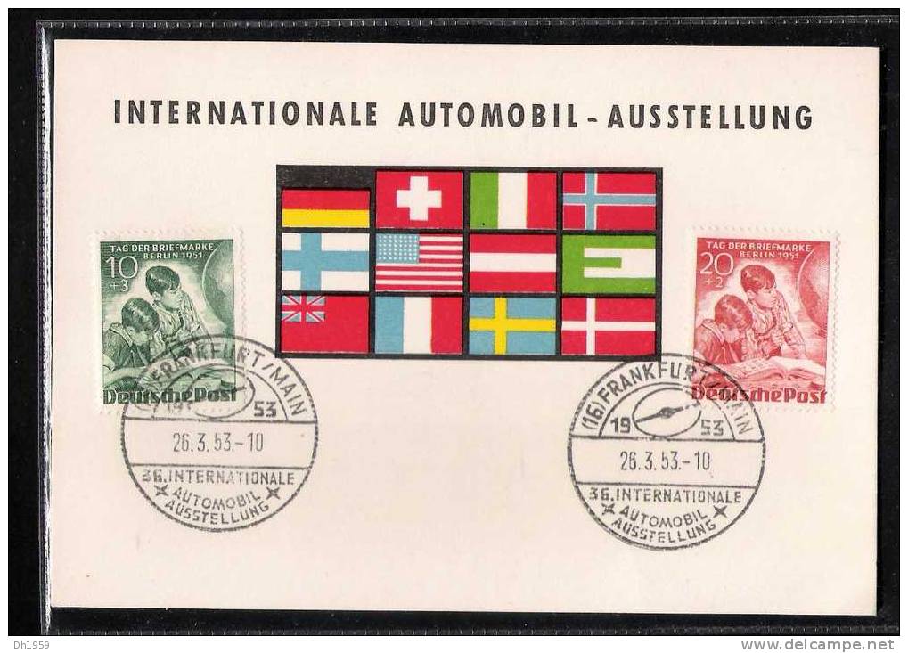 INTERNATIONALE AUTOMOBIL - AUSTELLUNG FRANKFURT BERLIN TAG DER BRIEFMARKE 1953 - Motorbikes