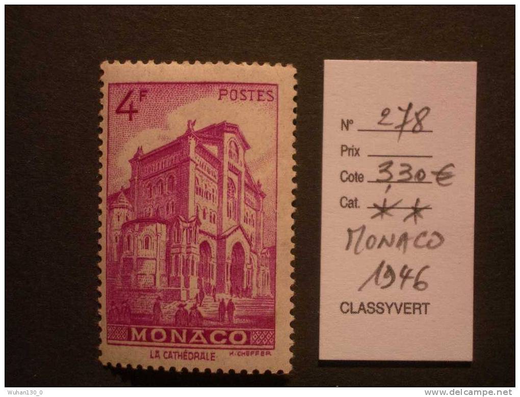 MONACO  *  *  De  1946    "   Vues De La Principauté   "  N° 278      1 Val . - Unused Stamps