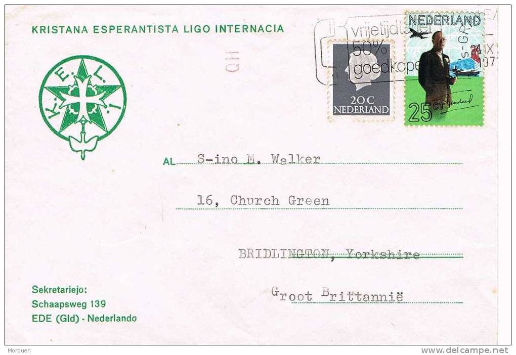 Carta DEN HAAG (Holanda)  1973. Esperanto Label. - Covers & Documents