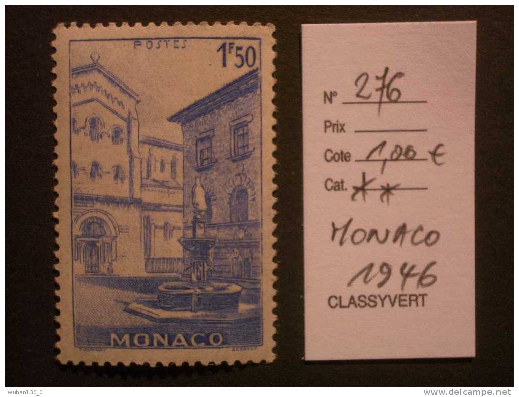 MONACO  *  *  De  1946             " Vues De La Principauté  "  N°  276    1  Val . - Unused Stamps