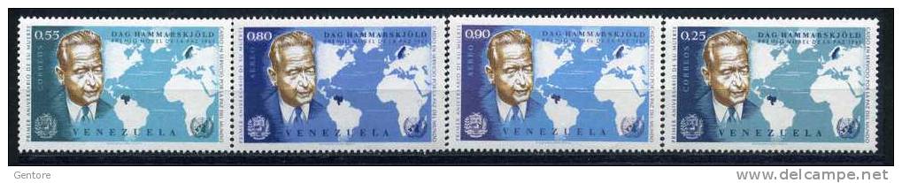 VENEZUELA 1963 D. Hammarskjold Cpl Set Of 4 Yvert Cat. N° 683/84+794/95  Absolutely Perfect MNH ** - Dag Hammarskjöld