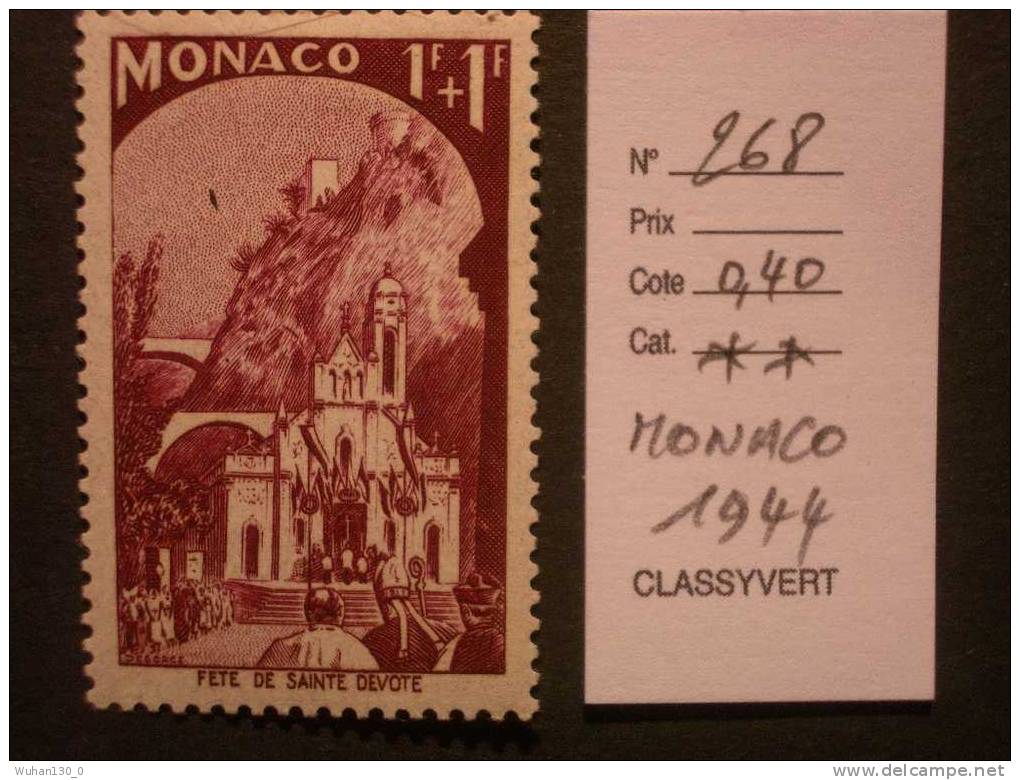 MONACO  *  *  De  1944           " Fête De Sainte DEVOTE  "   N° 268   1  Val . - Unused Stamps