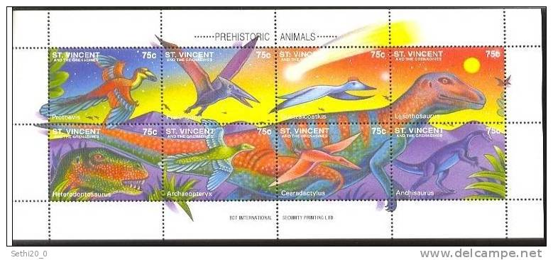 Saint Vincent Grenadines Prehistory/Prehistoire Dinosaurs - Préhistoire