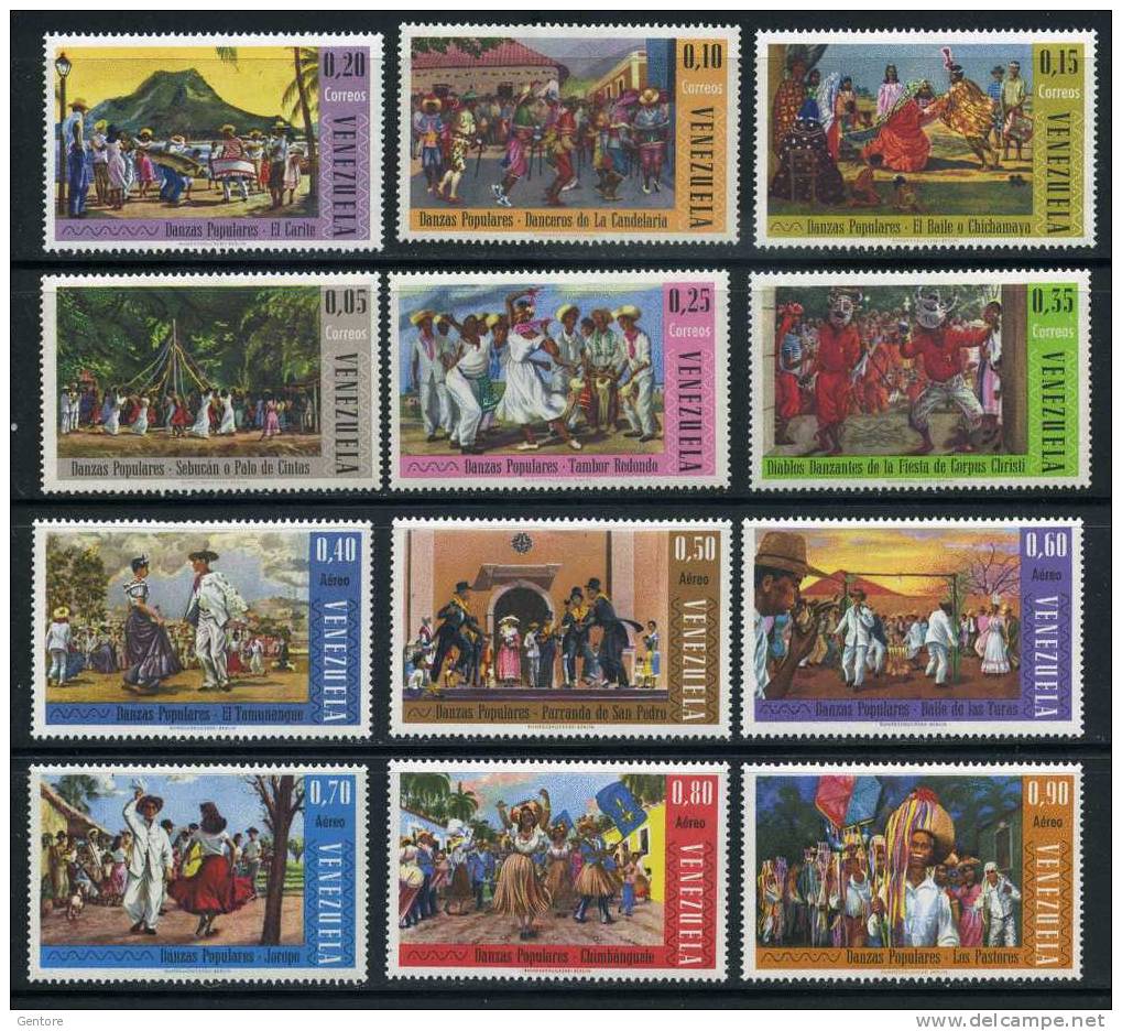 VENEZUELA 1966 Folk Dancing  Cpl Set Of 12 Yvert Cat. N° 735/40+879/84  Absolutely Perfect MNH ** - Danse