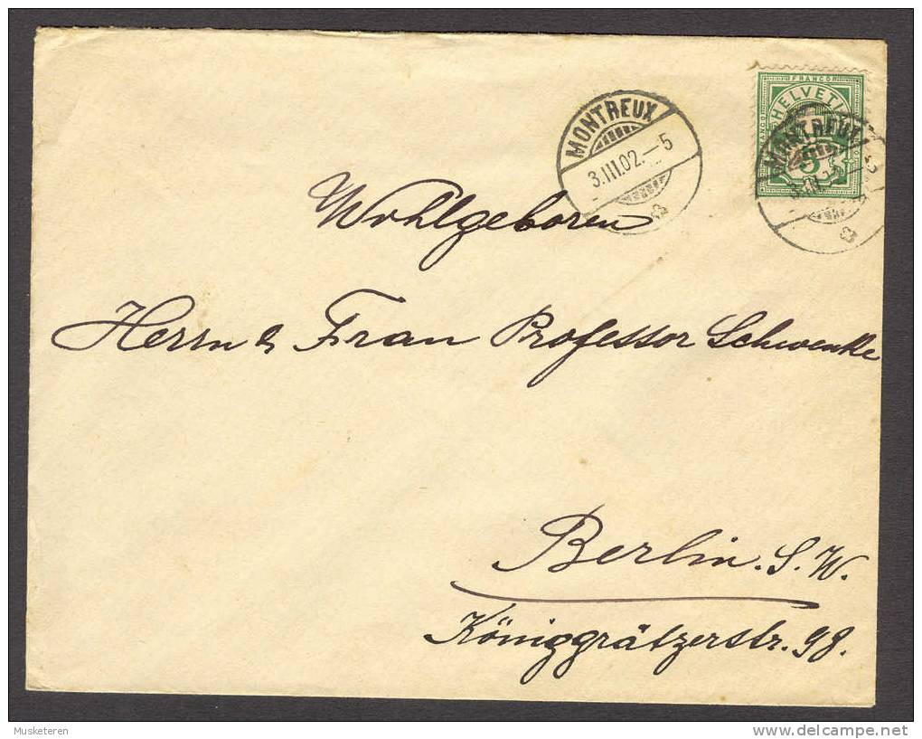 Switzerland MONTREUX 1902 Cover To Berlin Germany - Storia Postale