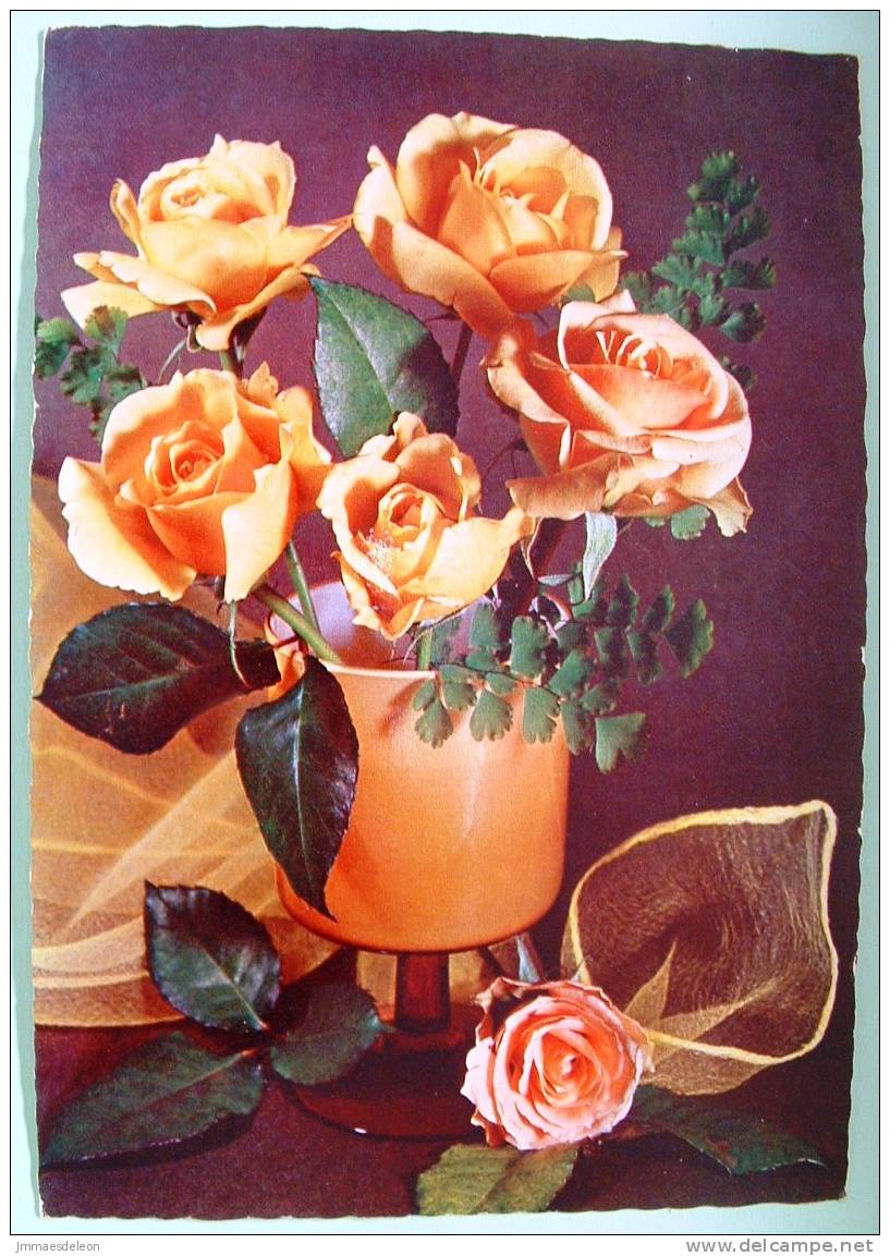 Belgium 197 Illustrated Postcard, Roses Flowers, Sent To Belgium - Covers & Documents