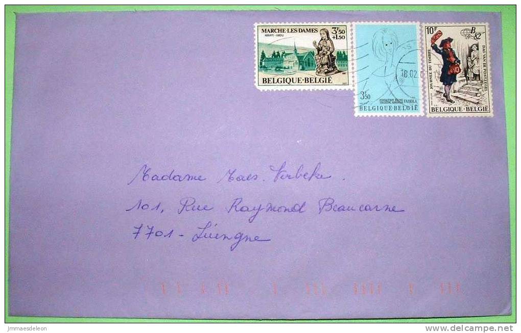 Belgium 1983 Cover Sent To Belgium - Stamp Day - Abbady - Church - Mental Health Foundation - Storia Postale