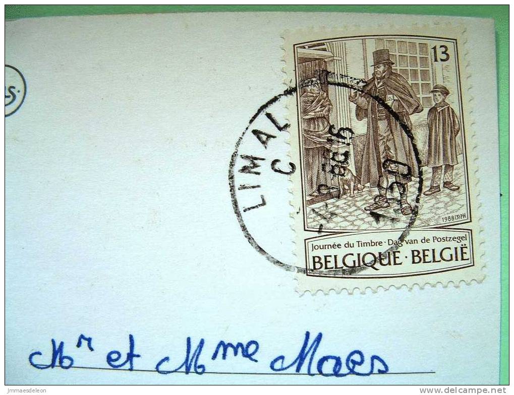 Belgium 1988 Illustrated Postcard, Walibi Attraction Park, Sent To Belgium - Stamp Day - Lettres & Documents