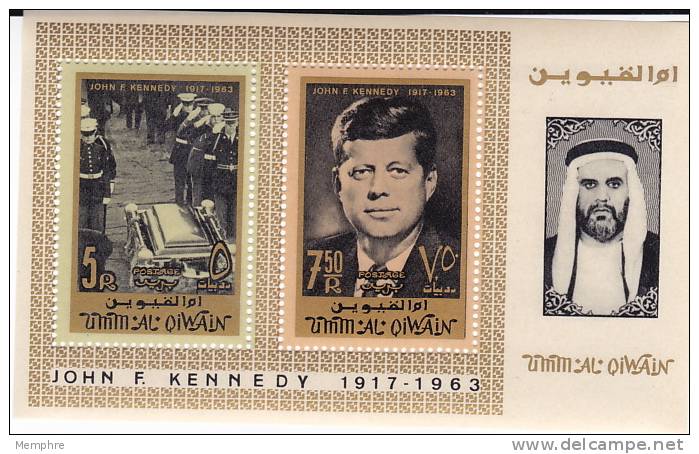 UMM AL QIWAIN 1965 Kennedy Memorial  Perforated   Souvenir Sheet Mint NH ** - Kennedy (John F.)