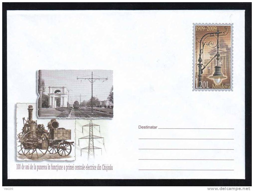 The First Power Station 1909 In Chisinau Moldova,cover Stationery Entier Postaux 2009! - Elektriciteit