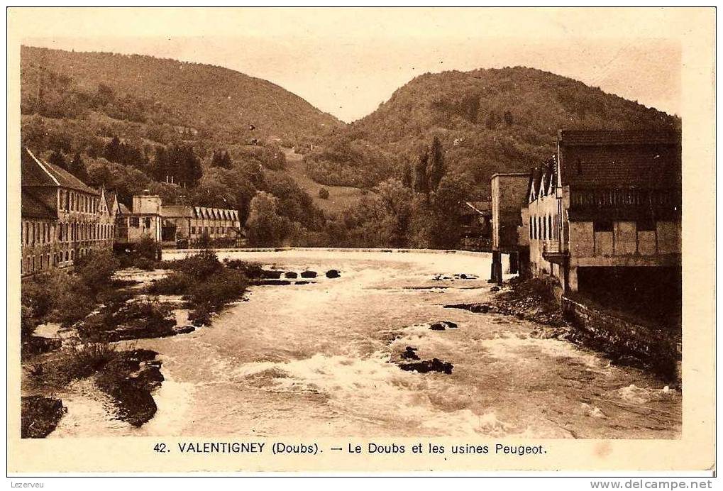 CPA VALENTIGNEY LE DOUBS LES USINES PEUGEOT - Valentigney