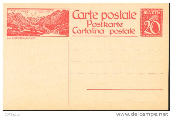 1925  Suisse  Entier Postal   Autobus San Bernardino Pass - Busses