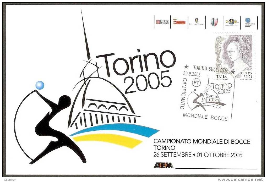 BOWLS - ITALIA TORINO 2005 - CAMPIONATO MONDIALE DI BOCCE - CARTOLINA UFFICIALE - Bowls