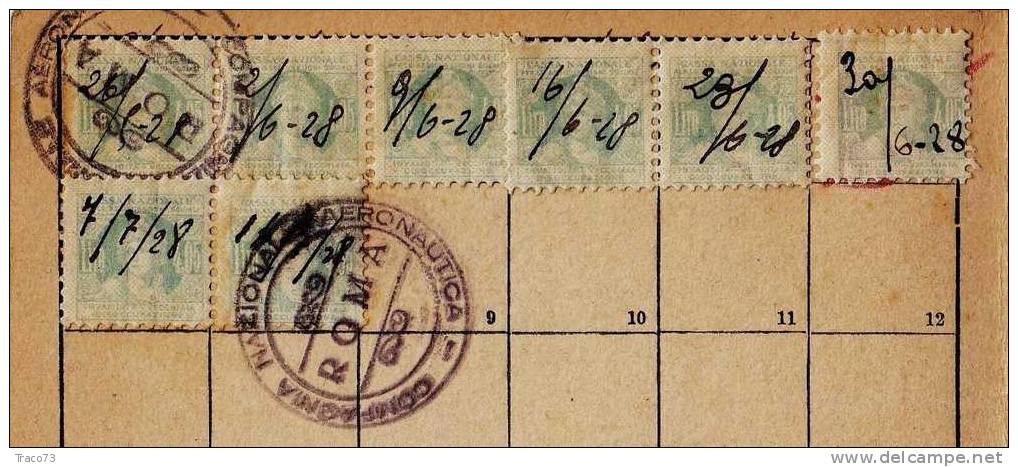 23.02.1928 - Tessera Ass. Obbl. -Serie 1925  Cassa Nazionale Ass, Sociali Lire 4,05 X 8 - Steuermarken