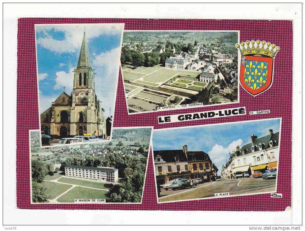 LE GRAND LUCE  - 4 Vues  :  Eglise - Château - Vue Générale - Maison De Cure -  Place  - N°  C 72 143 00 0 0003 - Le Grand Luce