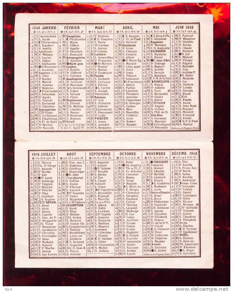 Calendrier 1948 A Tous Mes Paroissiens Et Amis Bonne, Sainte Et Heureuse Année Votre Curé ! - Kleinformat : 1941-60