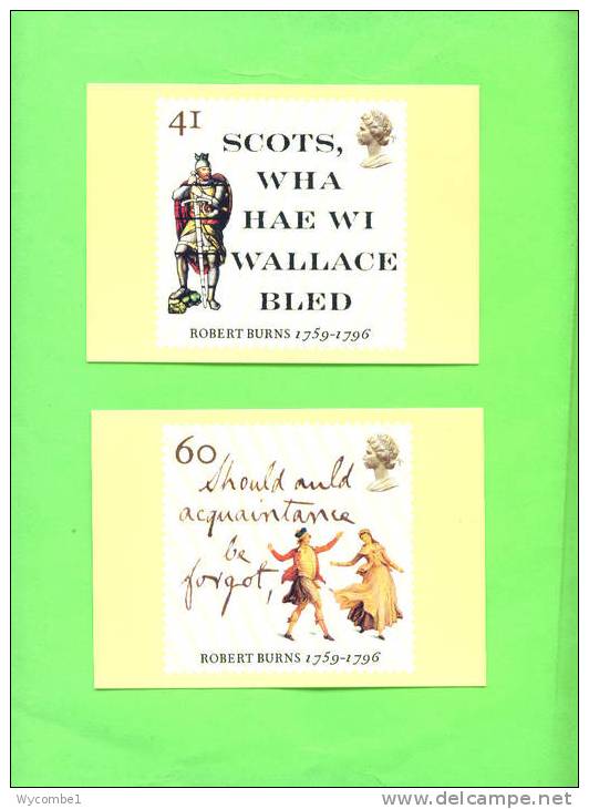PHQ176 1996 Robert Burns - Set Of 4 Mint - Cartes PHQ