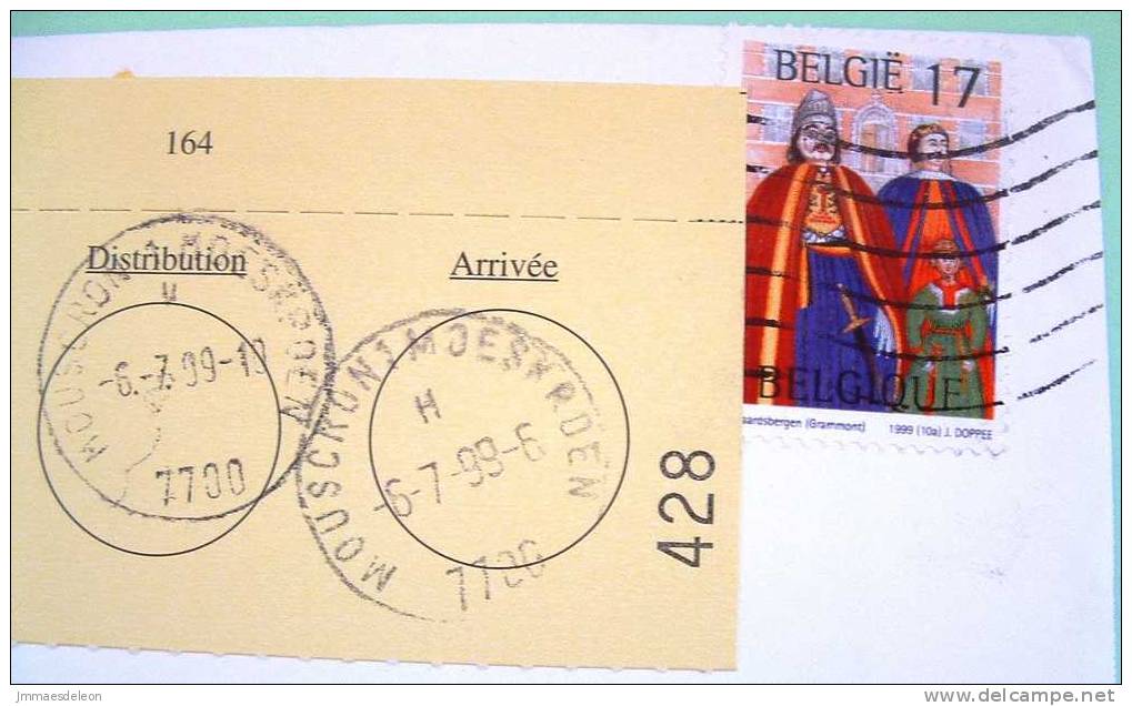 Belgium 1999 Cover Sent To Belgium - Giants - Culture - Cartas & Documentos