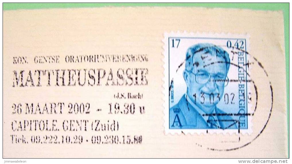 Belgium 2002 Cover Sent To Belgium - King Albert - Cartas & Documentos