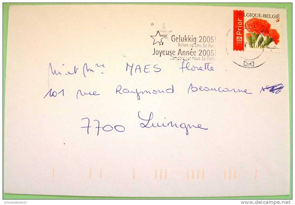 Belgium 2005 Cover Sent To Belgium - Flower - New Year Cancel - Covers & Documents