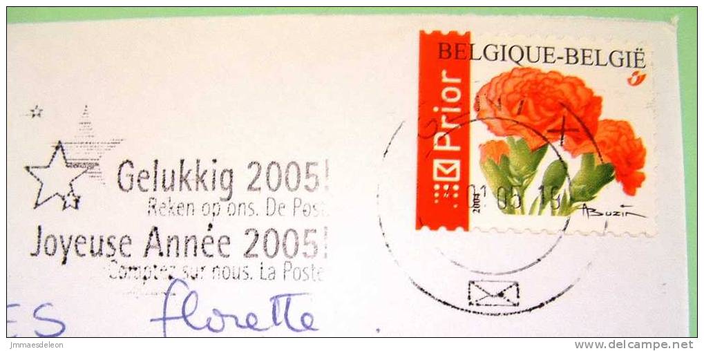 Belgium 2005 Cover Sent To Belgium - Flower - New Year Cancel - Brieven En Documenten
