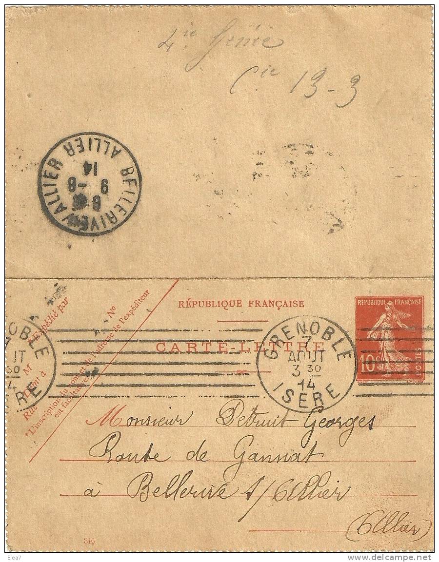 CARTE-LETTRE - 09/08/1914 - Covers & Documents