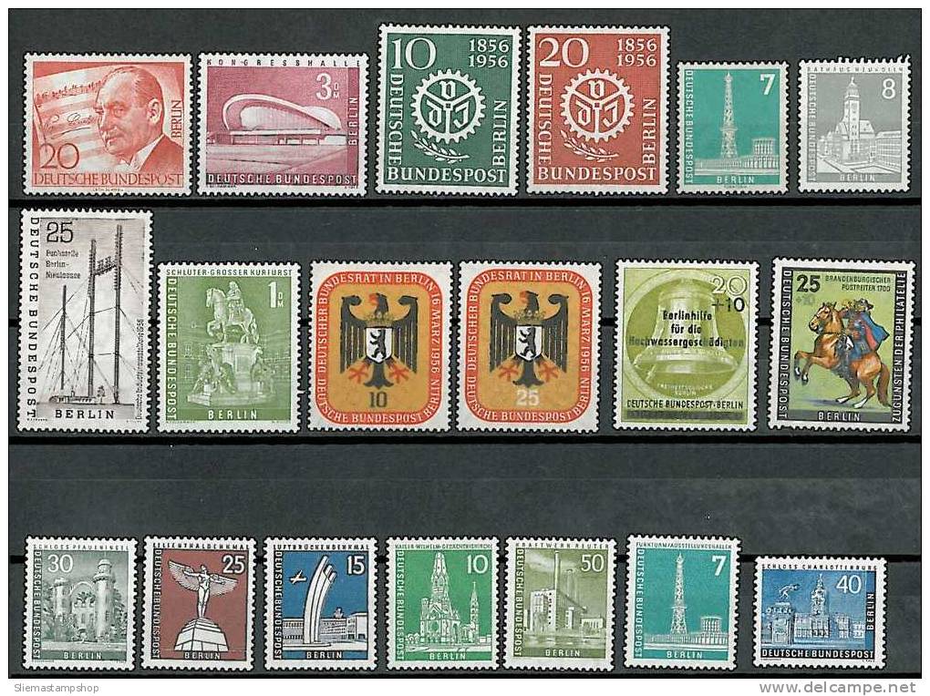 GERMANY BERLIN - 1956 COMPLETE YEAR 25 STAMPS - V1373 - Ungebraucht