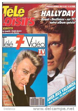 Johnny  HALLYDAY  :   2  COUVERTURES   "  TELE  7 VIDEO "  +  " TELE LOISIRS  " - Musik