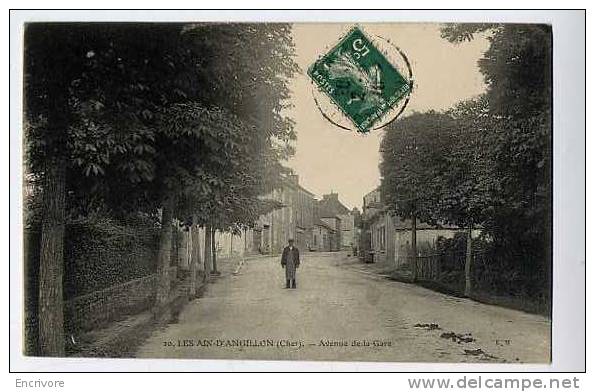 Cpa LES AIX D ANGILLON Avenue De La Gare - Homme A La Pose - EM 20 - Les Aix-d'Angillon