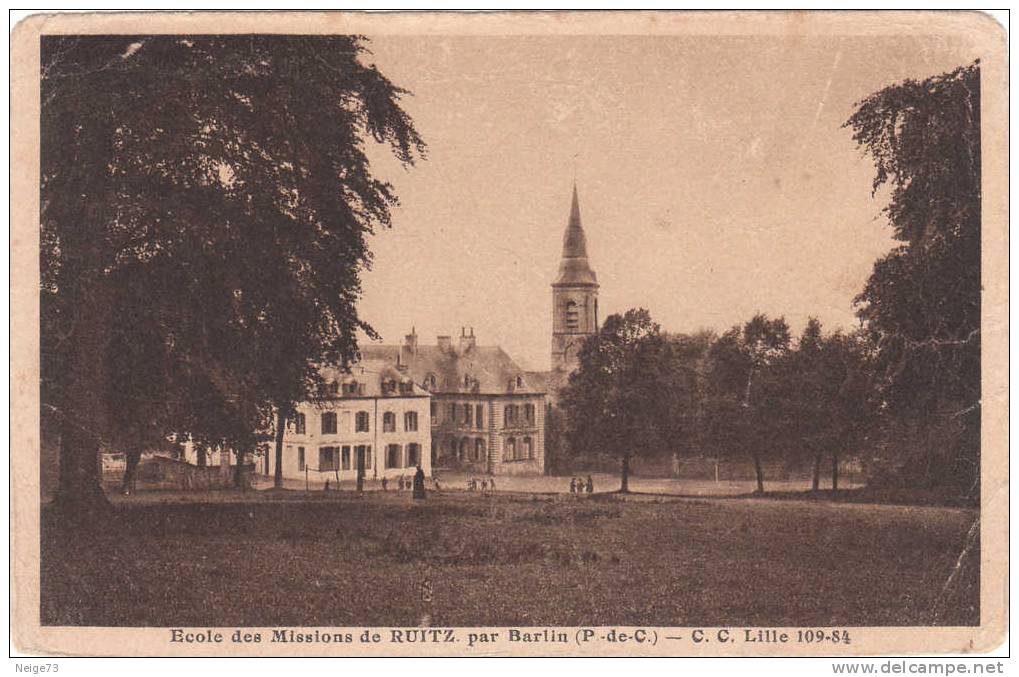 Cpa Du 62 - Ecole Des Missions De Ruitz Par Barlin - Autres & Non Classés