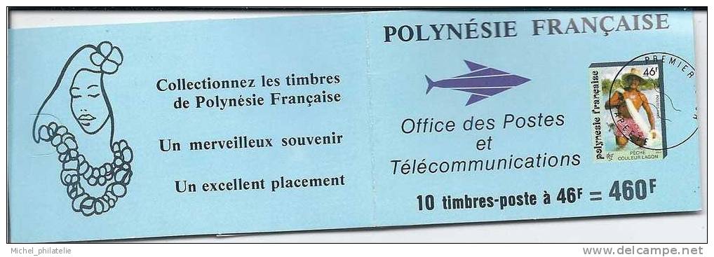 Carnet De Timbre De Polynesie Avec Surcharge 2 Barres Noires - Libretti