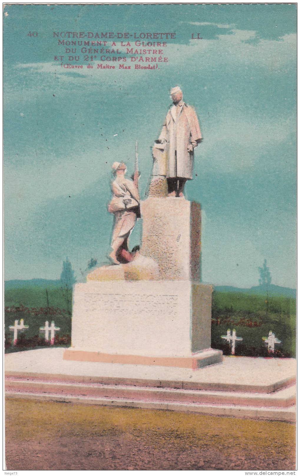 Cpa Du 62 - Notre Dame De Lorette - Monument à La Gloire Du Général Maistre Et Du 21ème Corps D'armée - Autres & Non Classés