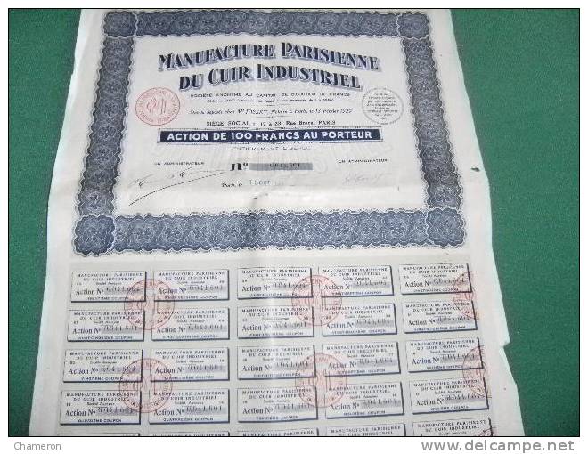 Lot -  Manufacture Parisienne Du Cuir Industriel, Lot De 15 Actions - Industrie