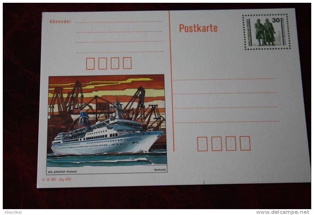 PAQUEBOT BATEAU MS. ARKONA RODSTOCK ENTIERS POSTAUX DDR DEUSTCHE DEMOKRATISCHE REPUBLIK ALLEMAGNE DE L´ EST POSTKARTE - Postcards - Mint