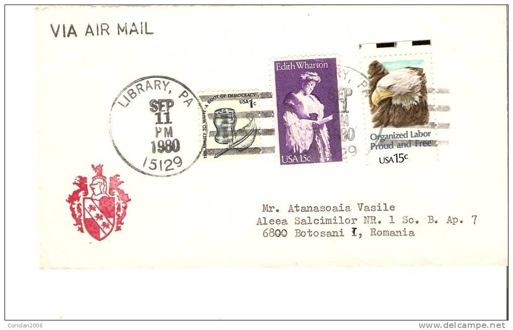 USA / Letter / Library To Botosani - 1980 - Lettres & Documents