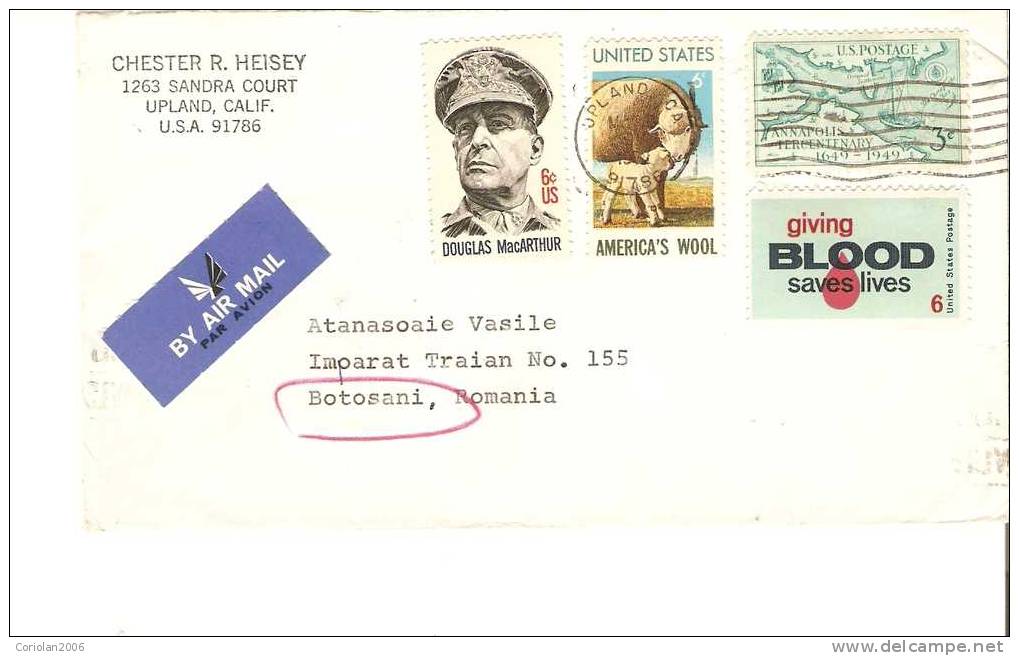 USA / Letter / Upland To Botosani - 1972 - Covers & Documents