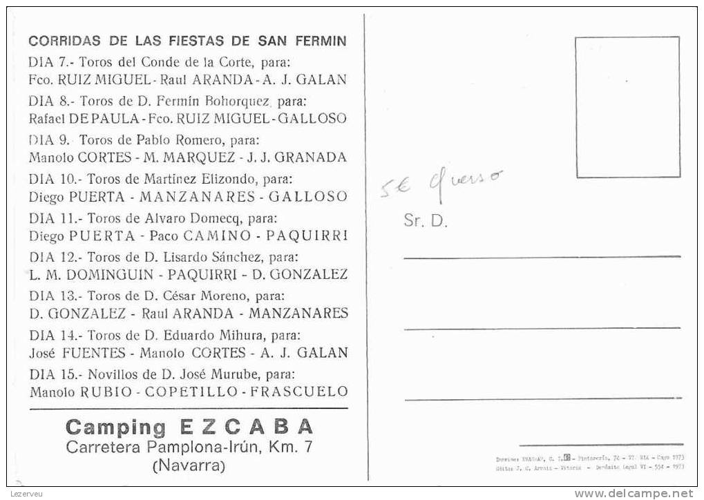 CP PAMPLONA FIESTAS SAN FERMIN ENCIERRO VERSO CARTELES 1973 - Álava (Vitoria)