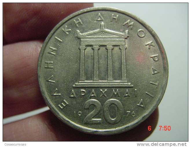 4102 GRECE GREECE GRECIA HELLAS  20 DRACMAS   PERIKLES  YEAR  1976  XF- OTHERS IN MY STORE - Grecia