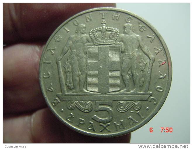 4108 GRECE GREECE GRECIA HELLAS  5 DRACMAS   YEAR  1966 VF+ OTHERS IN MY STORE - Grecia