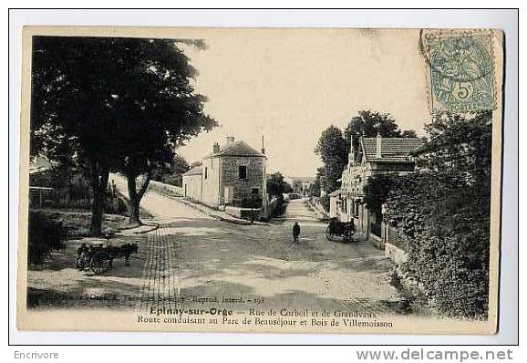 Cpa EPINAY SUR ORGE Rue De Corbeil Et De Grandvaux  PREVOST ANE ATTELE  Ed De L´orge Thevenet 198 - Epinay-sur-Orge