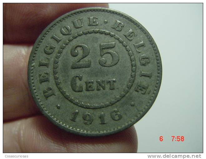 4146  BELGIE BELGIQUE BELGICA   25 CENTS     YEAR  1916 VF  OTHERS IN MY STORE - 25 Cent