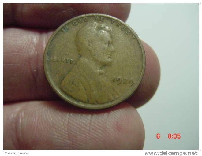 4188 UNITED STATES  US  USA  ESTADOS UNIDOS   ONE CENT   LINCOLN YEAR  1929  FINE OTHERS IN MY STORE - 1909-1958: Lincoln, Wheat Ears Reverse