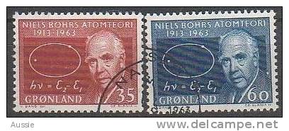 Groenlande Greenland 1963 Yvertn° 53-54 (°) Used Cote 7 Euro Niels Bohr - Gebraucht