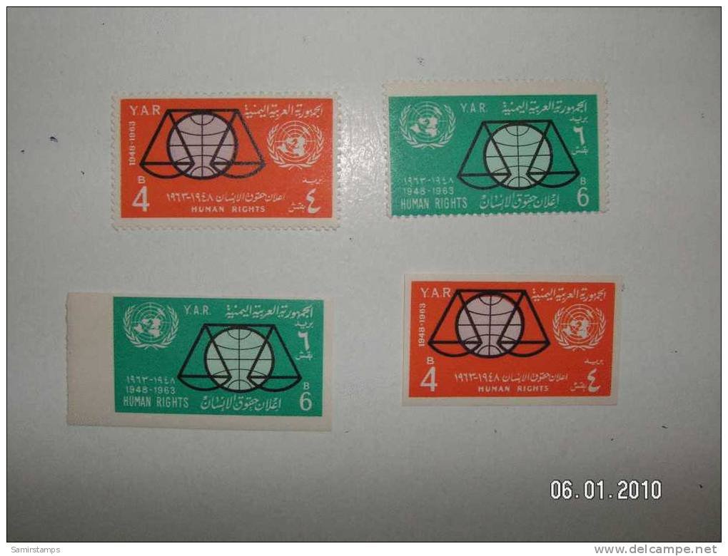 Yemen Rep. YAR  Human's Right 2 V.Perf + 2 Imperf- 1963-MNH Complete Set - SKRILL  PAYMENT ONLY - Yemen