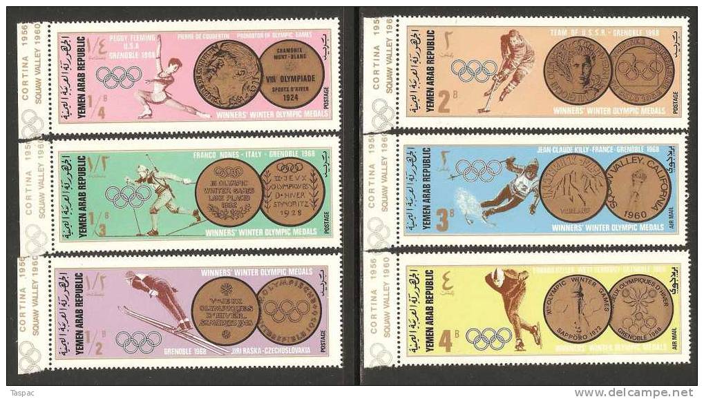 North Yemen 1968 Mi# 761-766 ** MNH - Winter Olympics, Grenoble: Gold Medallists (I) - Winter 1968: Grenoble