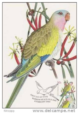 Australia-2005 Parrots,50c Princess Parrot   Maximum Card - Parrots