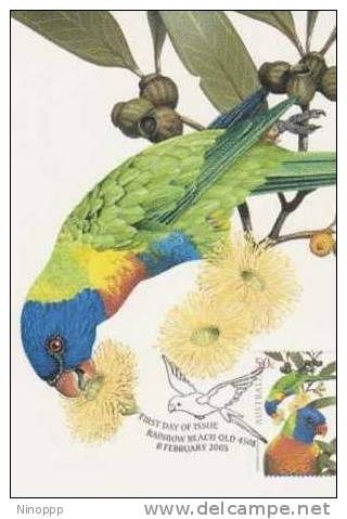 Australia-2005 Parrots,50c Rainbow Lorikeet   Maximum Card - Perroquets & Tropicaux