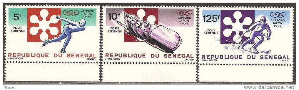 Senegal 1972 Mi# 479-481 ** MNH - 11th Winter Olympic Games, Sapporo - Hiver 1972: Sapporo