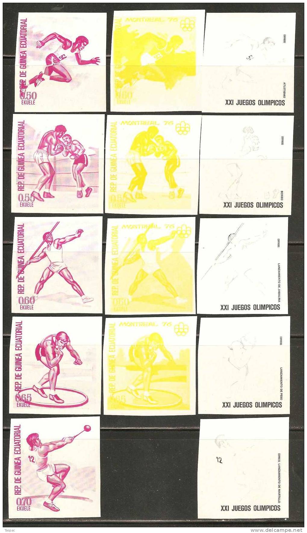 Equatorial Guinea 1976 Mi# A 860-A 866, A 868-A 870 ** MNH - Imperf., Colour Proof - Sommer 1976: Montreal